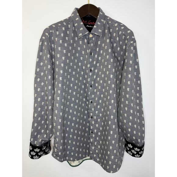 Robert Graham Skull & Crown Print Skull Buttons Limited Edition Shirt Men's 2XL - Picture 2 of 14